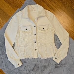 Free People White Denim Jacket, Womens Size 2, Great Condition